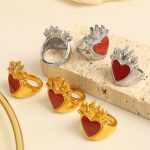Middle Ancient Ring Design Popular Matte Gold Love Ring High-End Jewelry