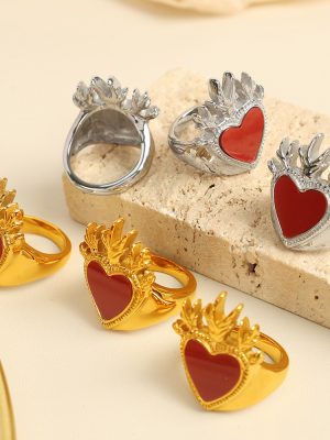 Middle Ancient Ring Design Popular Matte Gold Love Ring High-End Jewelry