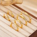 Simple Personality Stainless Steel Unisex Real Gold Glossy Ear Clip 4M Hollow Earrings Earrings