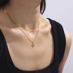 Simple Personalized All-Match Ornament Eight Awn Star Inlaid Zircon Design Pendant Stainless Steel Necklace