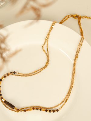 Stainless Steel Gold-Plated Necklace Clavicle Chain Simple Atmosphere Minimalistic Personalized Design Ornament Female