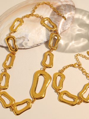 Exaggerated Personalized Minimalist Thick Chain Stainless Steel Necklace Bracelet Designer Short Necklace
