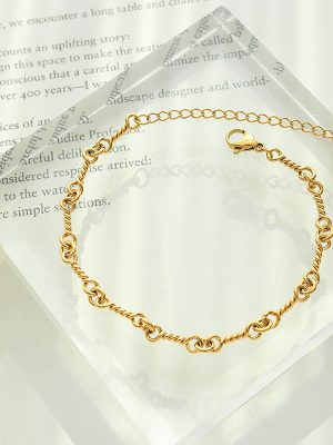 Unique Creative Personality Korean Style Environmentally Friendly Stainless Steel Ring Buckle Necklace Bracelet Jewelry Suit for Women