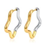 color: Five-pointed Star Two-tone Gold Earrings