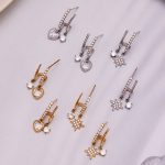 Eight Awn Star Zircon Pendant Ear Clip Light Luxury Stainless Steel Plated 18K Gold Earrings