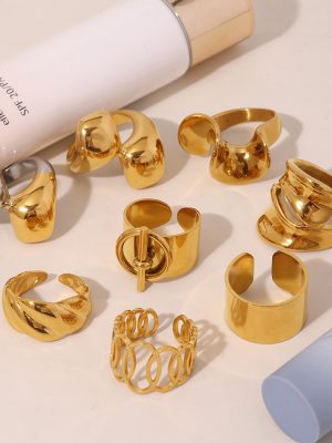 Cold Ring Personalized Design Stainless Steel PVD Electroplated 18K Real Gold Ring