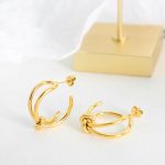 Unique Creative Personality Design Knot Earrings Metal Stainless Steel Gold-Plated Earrings