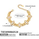color: TXE589-White Cat's Eye Stone Gold Bracelet -16.5+5cm