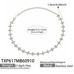 color: TXP617-White Zircon Steel Color Necklace -31.5+12cm