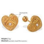 color: EH936WEG White Rhinestone Gold Stud Earrings