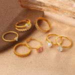 Simple Cube Sugar Multilayer Diamond Open-End Zircon Ring Women's Stainless Steel Light Luxury Unique Adjustable