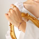 color: E314-Colorful Zircon Bracelet -17cm