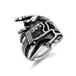 Vintage Guitar Men’s Ring, Personalized Music Finger Ring, Alloy-Cast Style