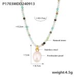 color: P1703-Natural Stone Freshwater Pearl Necklace