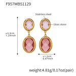 color: F957-Mixed Pink Faceted Stone Gold Earrings