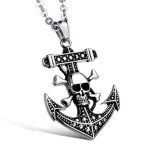 Punk Pirate Ship Skull Boat Anchor Cross Men's Chain Pendant Necklace Clothing