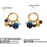 color: F1587-Gold Natural Stone Earrings