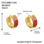 color: F931-4 Red Color Zircon Earrings -Small