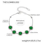 color: TXE513-Green Color Glass Stone Steel Color Bracelet 16.5+5cm