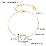 color: TXE234-Gold Heart Zircon Bracelet 16+5cm
