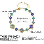 color: TXE130-Blue Color Zircon Gold Bracelet -17+5cm