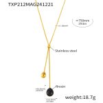 color: TXP212-Black Resin Necklace