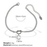 color: SL100 White Rhinestone C Steel Color Bracelet SL100SC