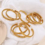Light Luxury All-Match Clover Striped Elastic Advanced Design Stainless Steel Bracelet