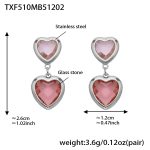 color: TXF510-Mixed Pink Faceted Stone Steel Color Earrings