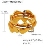 color: A999-7-Gold Zircon Three Layer Ring / size: US 8