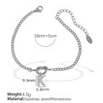 color: SL100 White Rhinestone K Steel Color Bracelet SL100SK