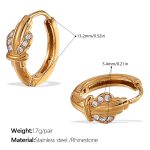color: EH1053WEG White Rhinestone Gold Small Hoop Earrings