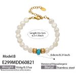 color: E299-B Style Freshwater Pearl Gold Bracelet -16+5cm