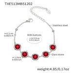 color: TXE513-Red Color Glass Stone Steel Color Bracelet 16.5+5cm