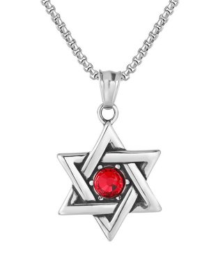 New Hiphop Hip Hop Ear Accessories Stainless Steel Six-Pointed Star Men's Necklace Personalized Pendant
