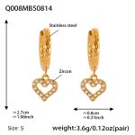 color: Q008-Gold Heart Earrings -Small
