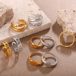 New Carved Ring Stainless Steel 18K Gold Plating Men's and Women's Ring