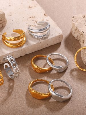 New Carved Ring Stainless Steel 18K Gold Plating Men's and Women's Ring