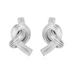 color: Cast Plum Blossom Knotted Earrings Steel Color