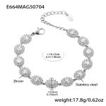 color: E664-Steel Color 5A Zircon Full Pave Bracelet 16+5cm
