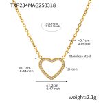 color: TXP234-Gold Heart Zircon Necklace 40+5cm