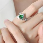 color: A464-Green Glass Steel Color Ring / size: US 7