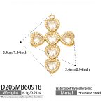 color: D205-White Zircon Heart Cross Gold Pendant