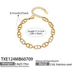 color: TXE124-Box Link Chain Zircon Gold Bracelet -17.5+5cm