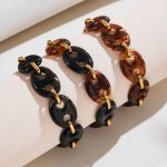 Amber Resin Coffee Bean Bracelet 18K Gold Plating All-Match Light Luxury Stainless Steel Pig Nose Jewelry