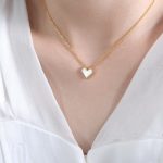 color: P436-Gold White Sea Shell Necklace -40+5cm