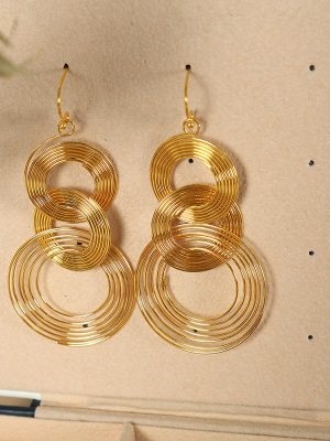 Simple and Elegant Retro Hipster Eye-Catching Long Earrings Multi-Layer Circle Tassel Eardrops Earrings Female