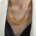 color: P1773-Gold Necklace -47+5cm
