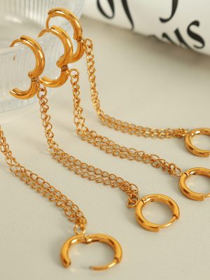 Simple Design Elegant Earrings round Stainless Steel Ear Clip Light Luxury All-Match Ornament High-Grade Ear