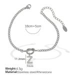 color: SL100 White Rhinestone Z Steel Color Bracelet SL100SZ